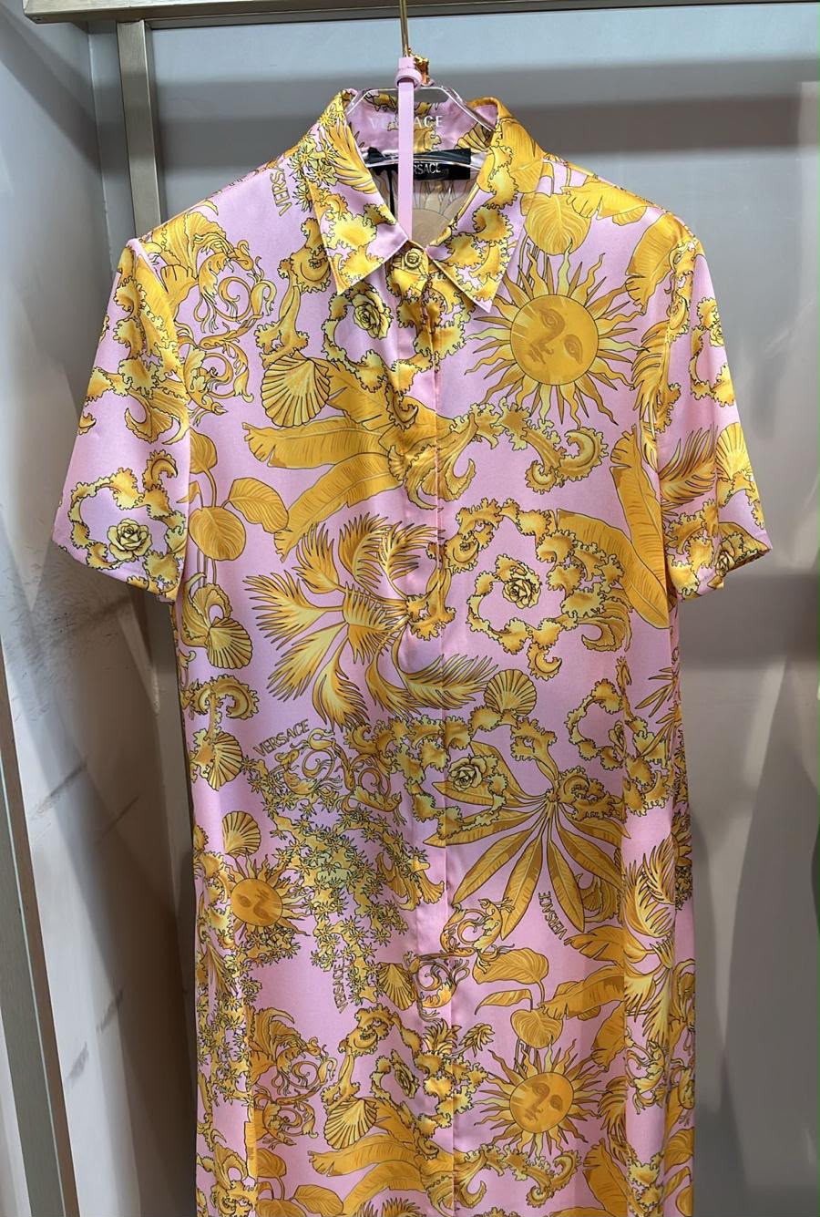 Barocco Sun Print Silk Shirt Dress