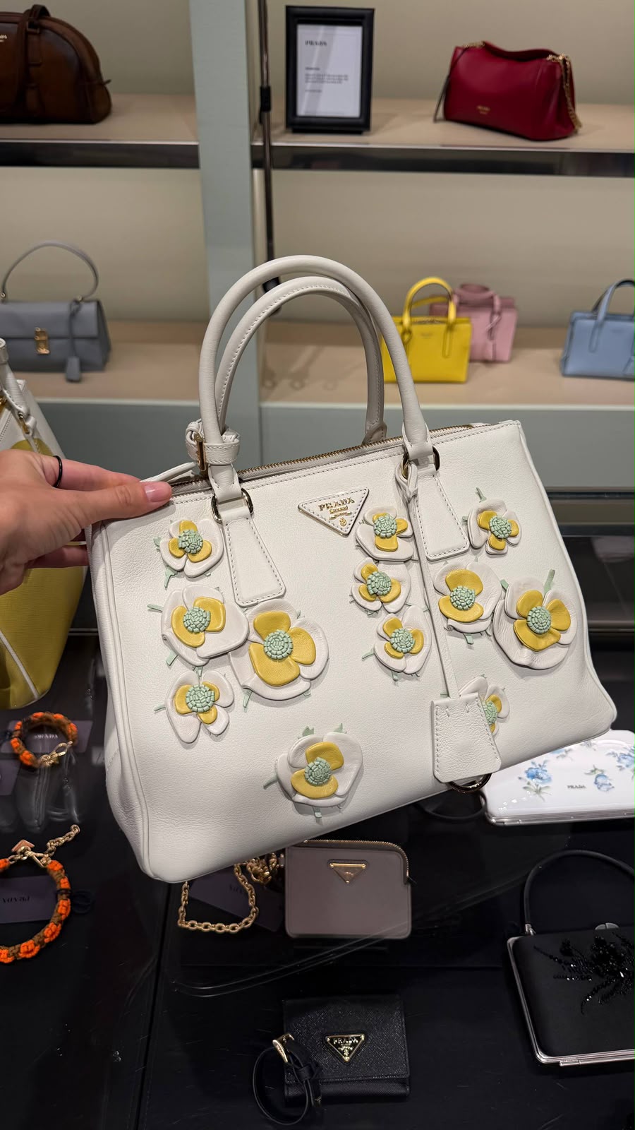 Galleria Saffiano Leather Small Bag with Floral Appliqué