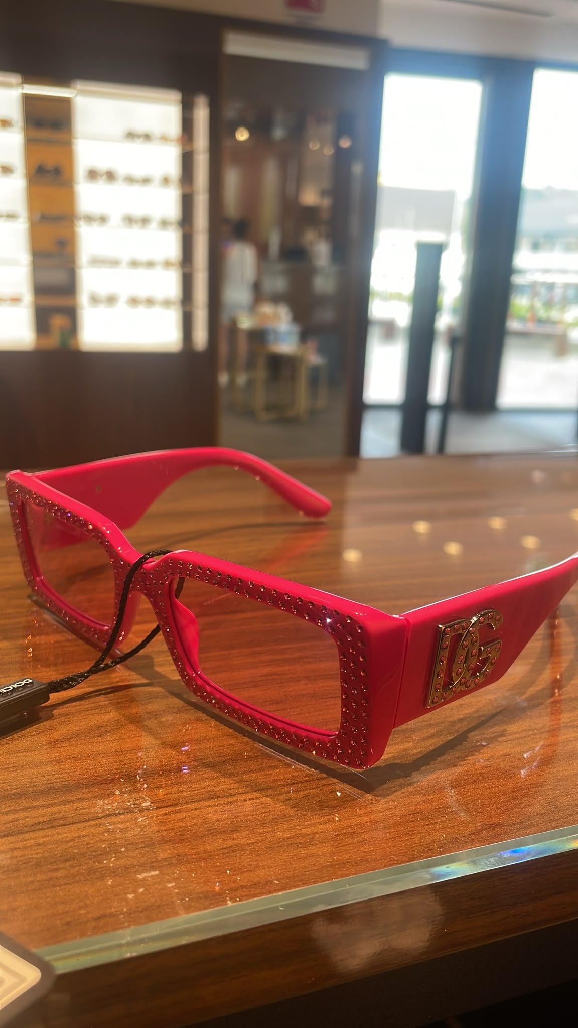 DG Logo Rectangular Sunglasses with Crystals