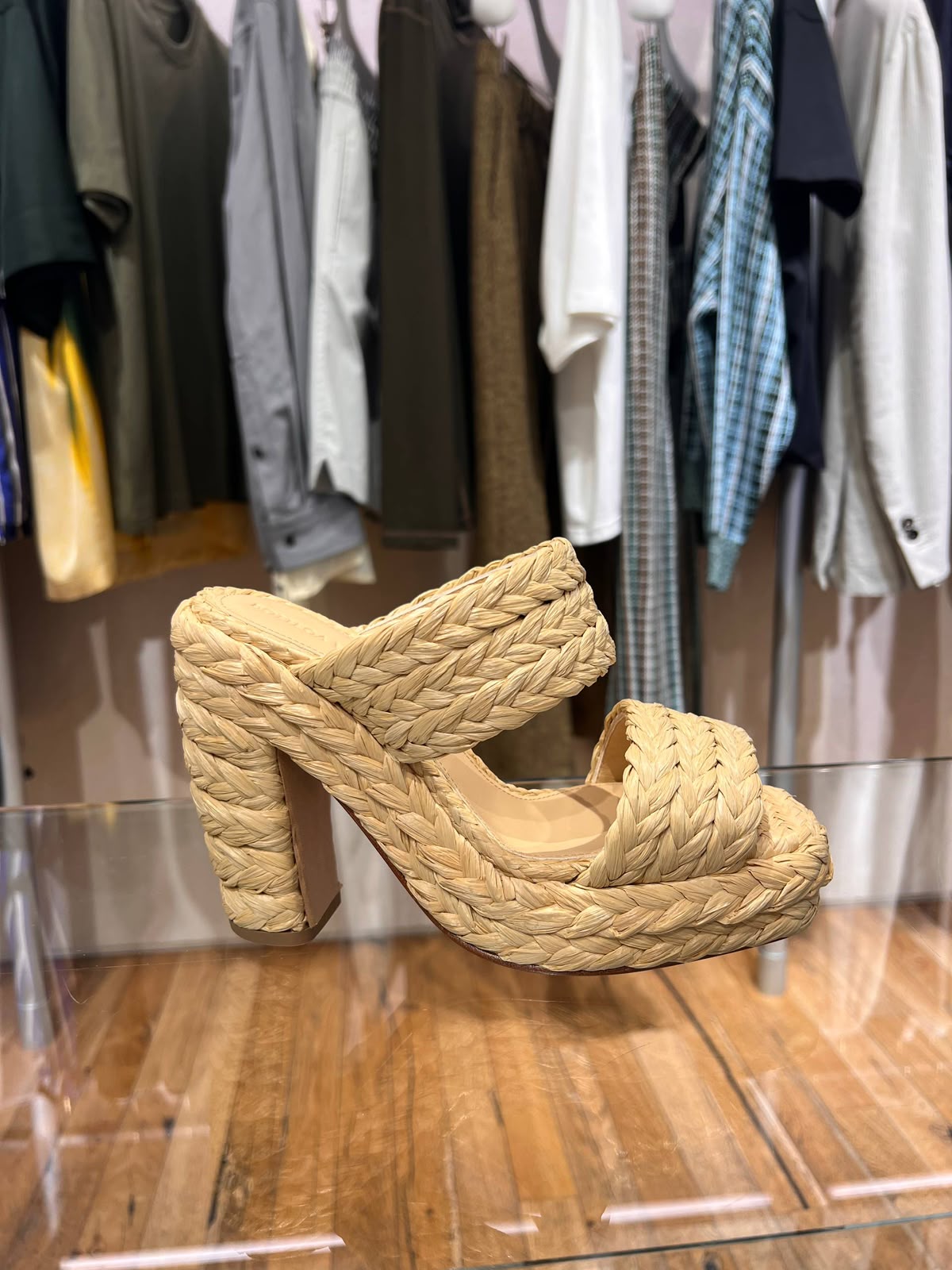Braided Raffia Platform Mule