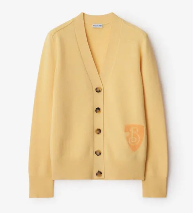 Wool Blend Cardigan with Crest Logo