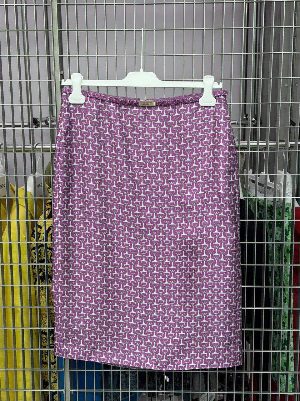 Horsebit Print Silk Skirt