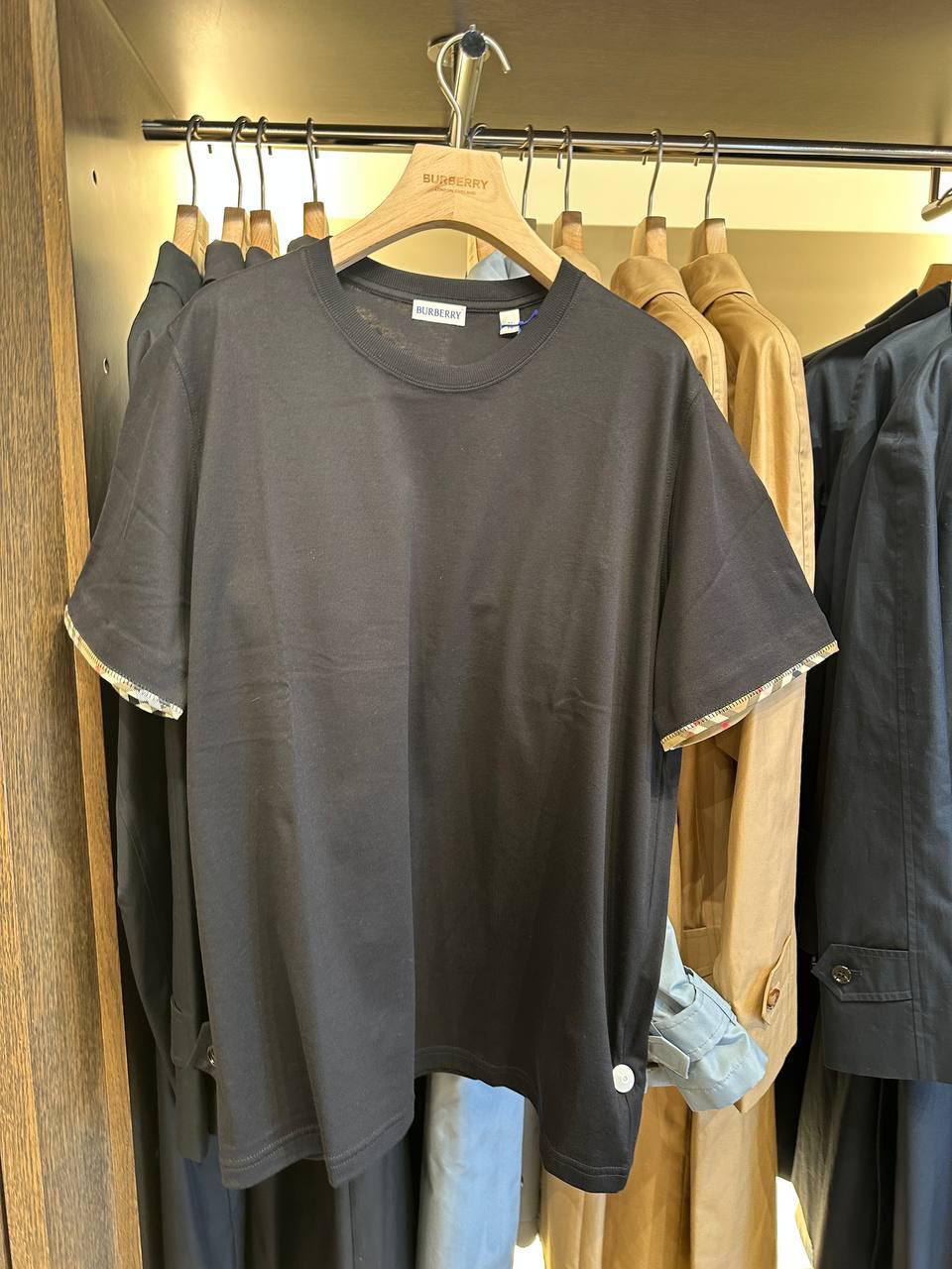 Vintage Check Cuff Cotton T-shirt