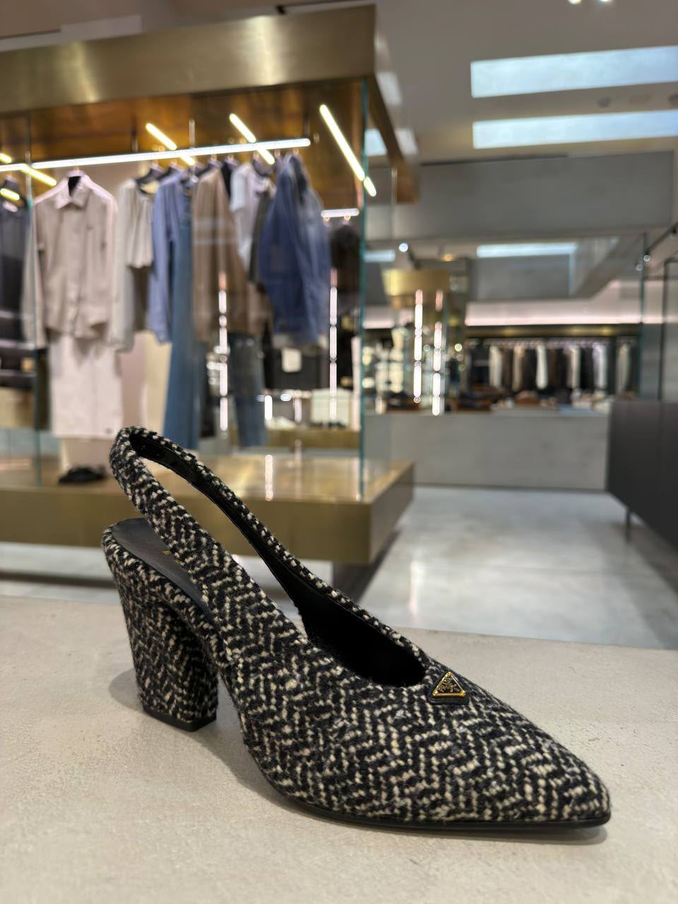 Tweed slingback pumps