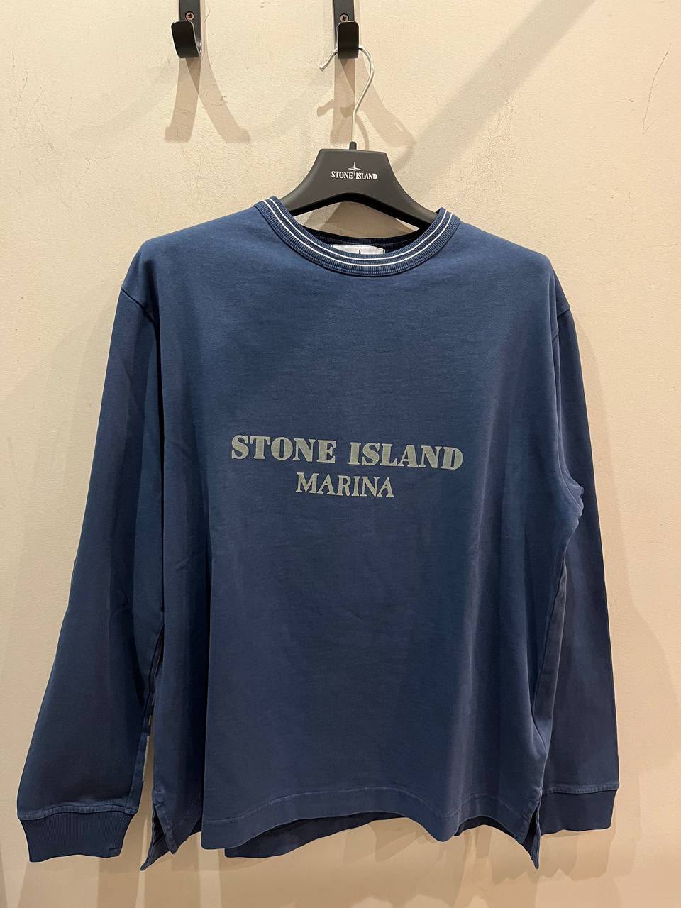Brushed Cotton Fleece Crewneck Sweatshirt with Spray-Effect Logo