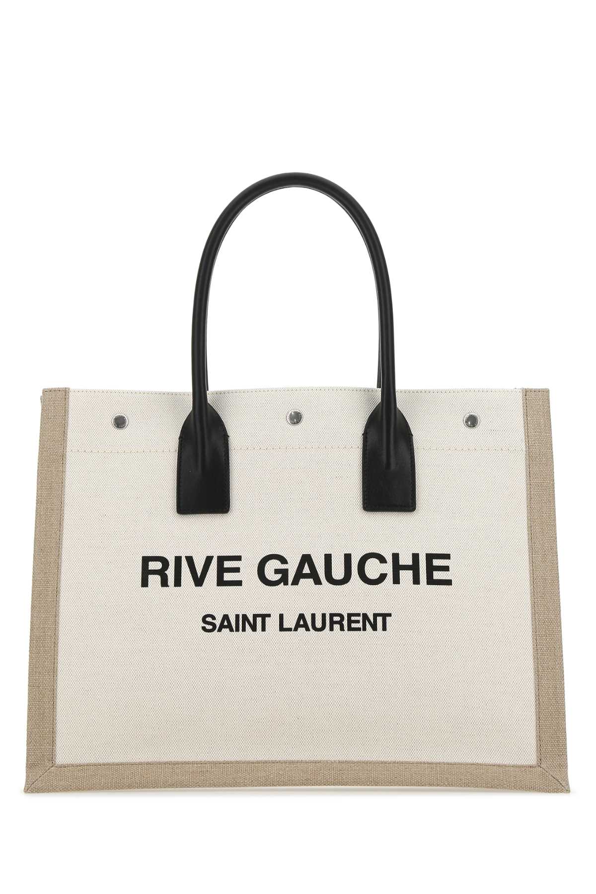 SAINT LAURENT YSL BAG TOTE RIVE GA For Men Exterior: 50% Cotton 50% Linen Finishing: Silver metal
