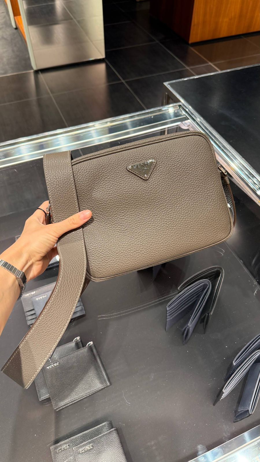 Prada Vitello Phenix Leather Shoulder Bag
