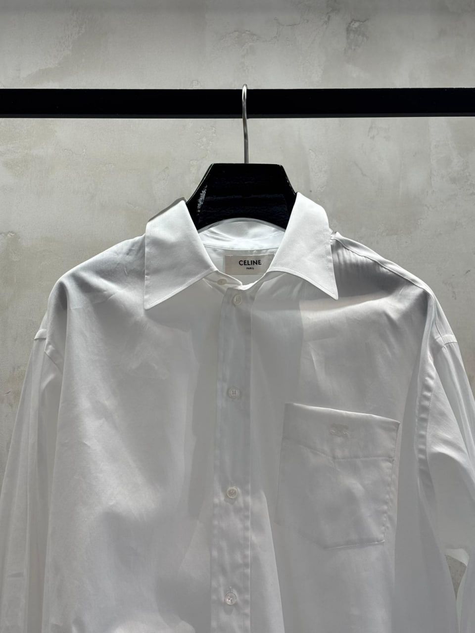 Classic Shirt in Cotton Poplin with Embroidered Cuffs