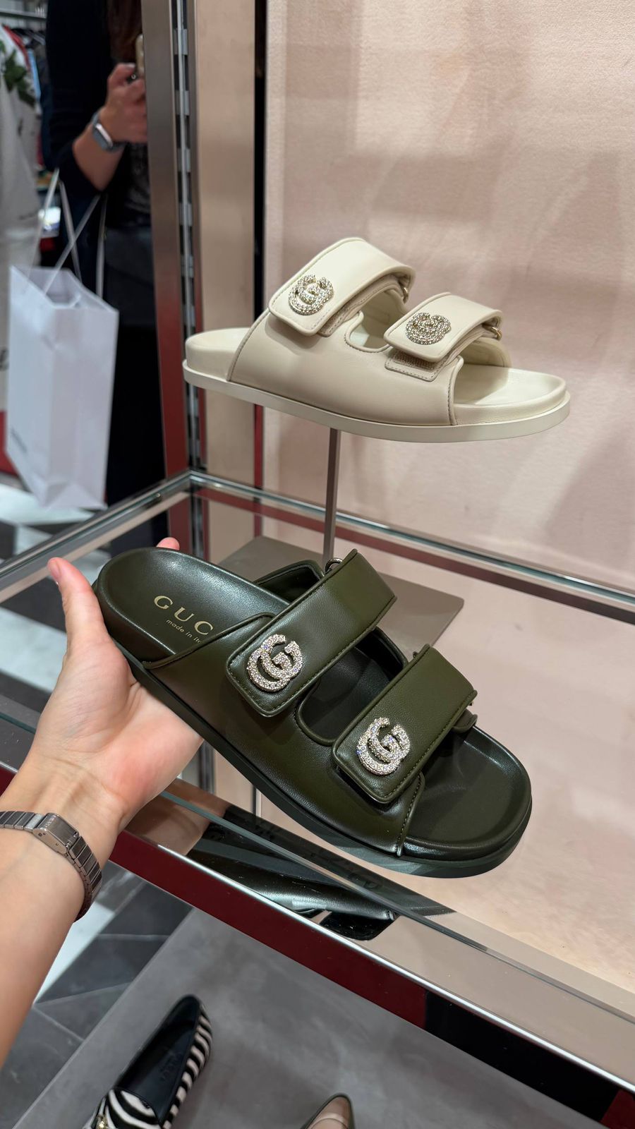 Gucci Double G crystal-embellished slide sandals