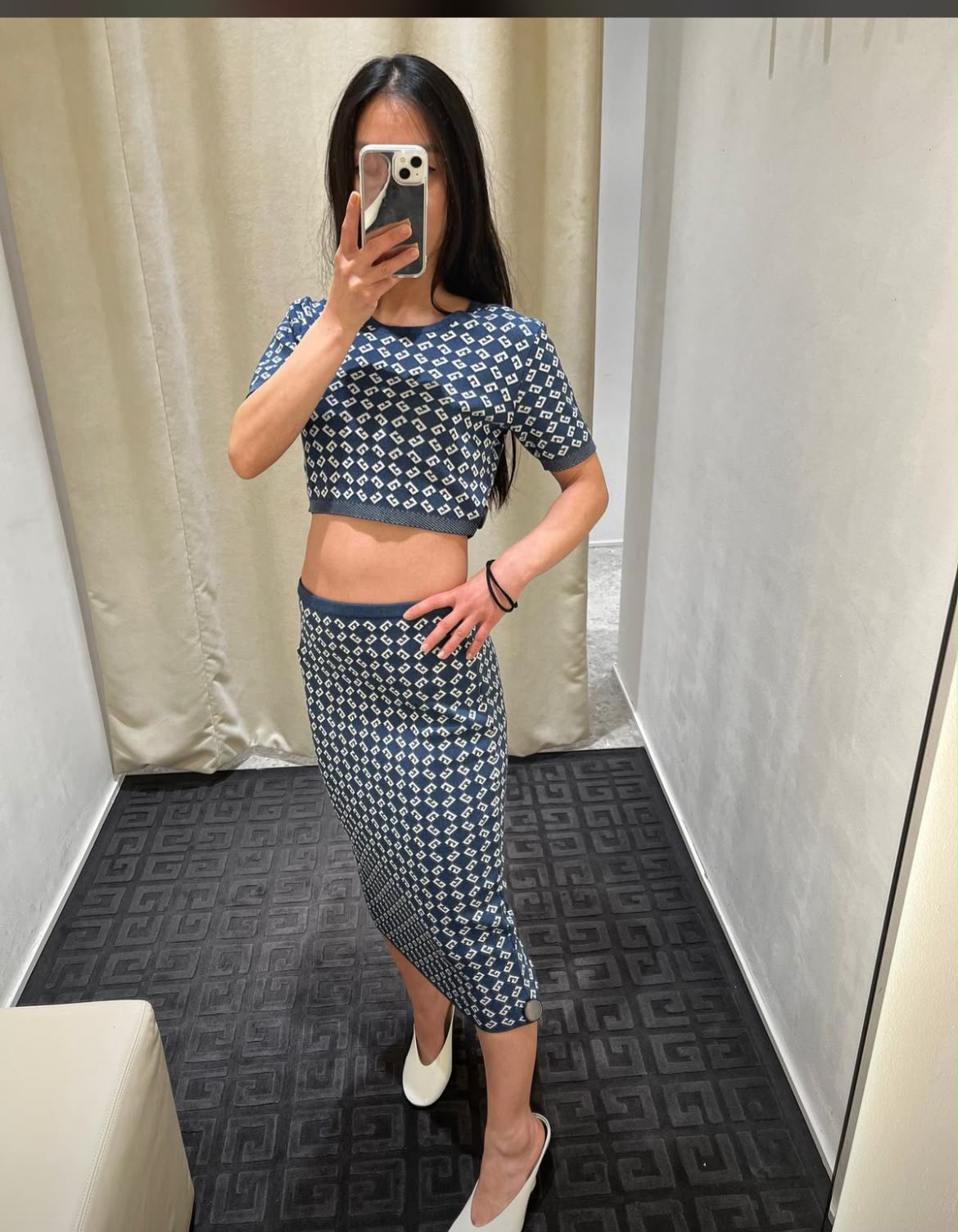 4G Monogram Jacquard Knit Pencil Skirt