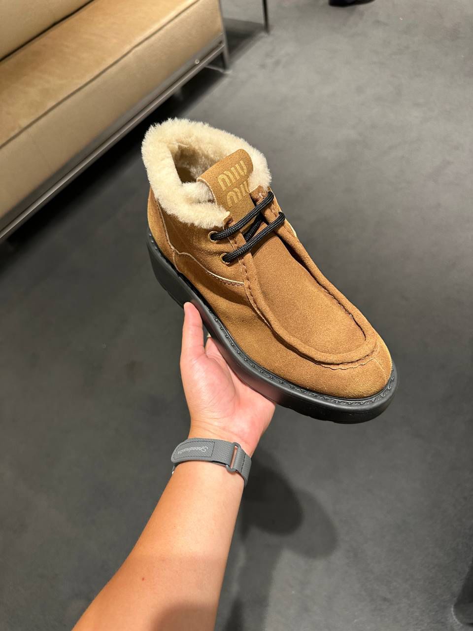 Suede shearling ankle boots