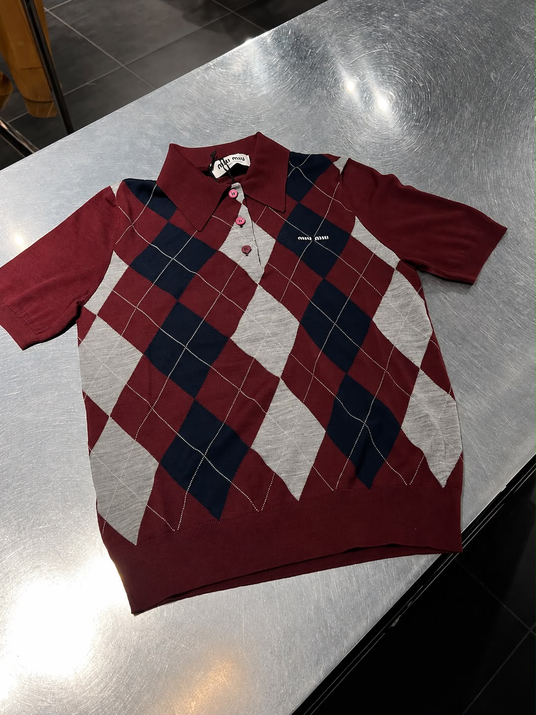 Argyle Knit Polo Shirt
