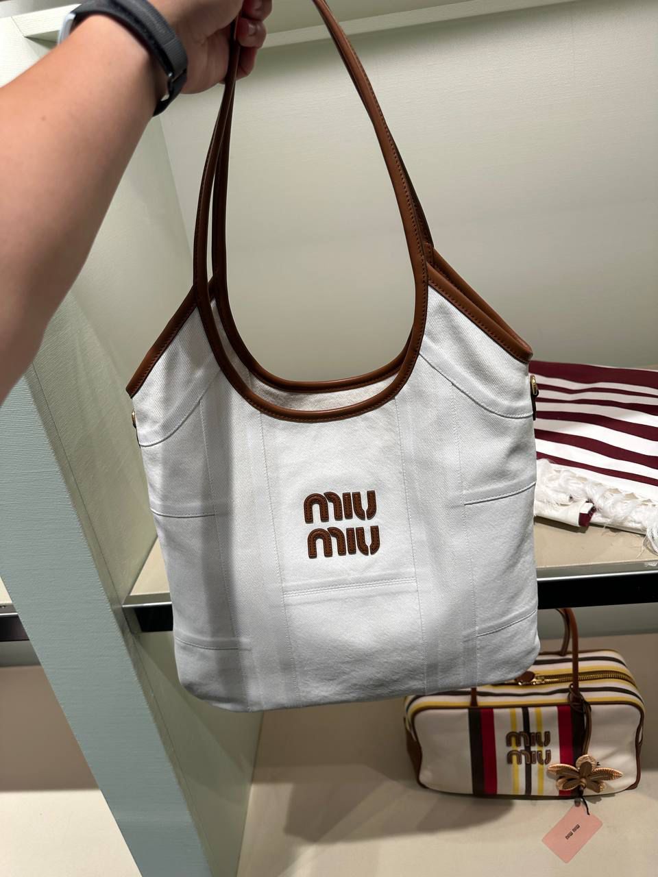 Canvas and leather tote bag