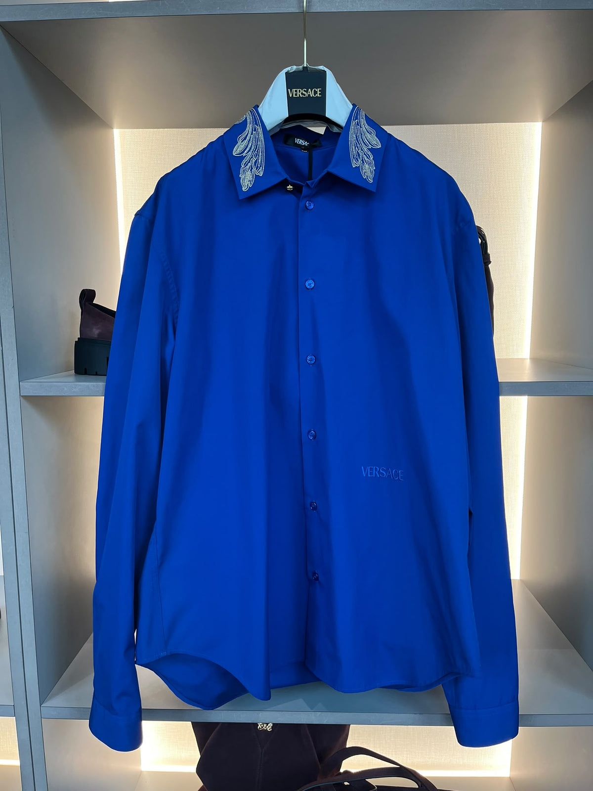 Embroidered Collar Poplin Shirt