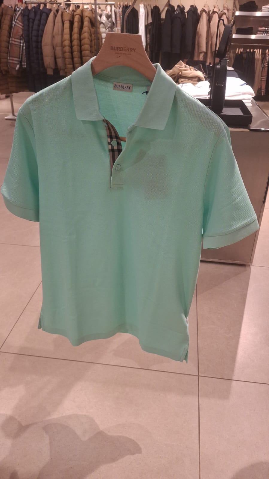 Check Placket Cotton Piqué Polo Shirt