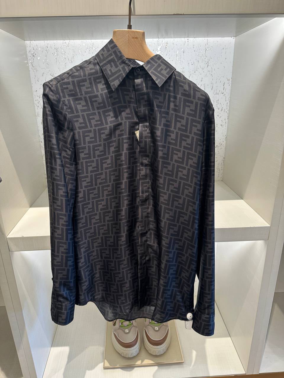FF Logo Jacquard Silk Shirt