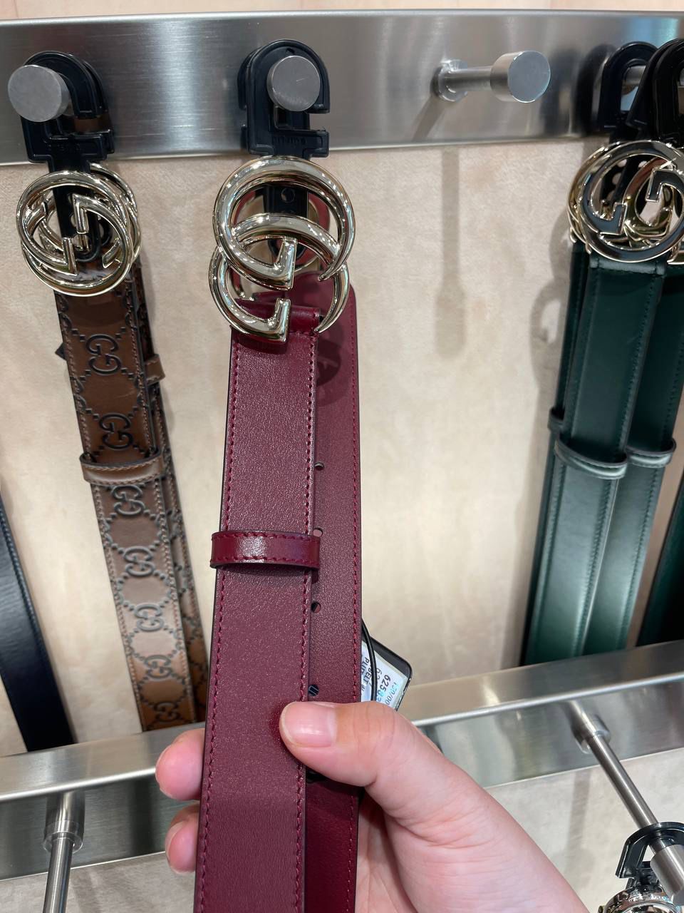 Double G Buckle Leather Belt