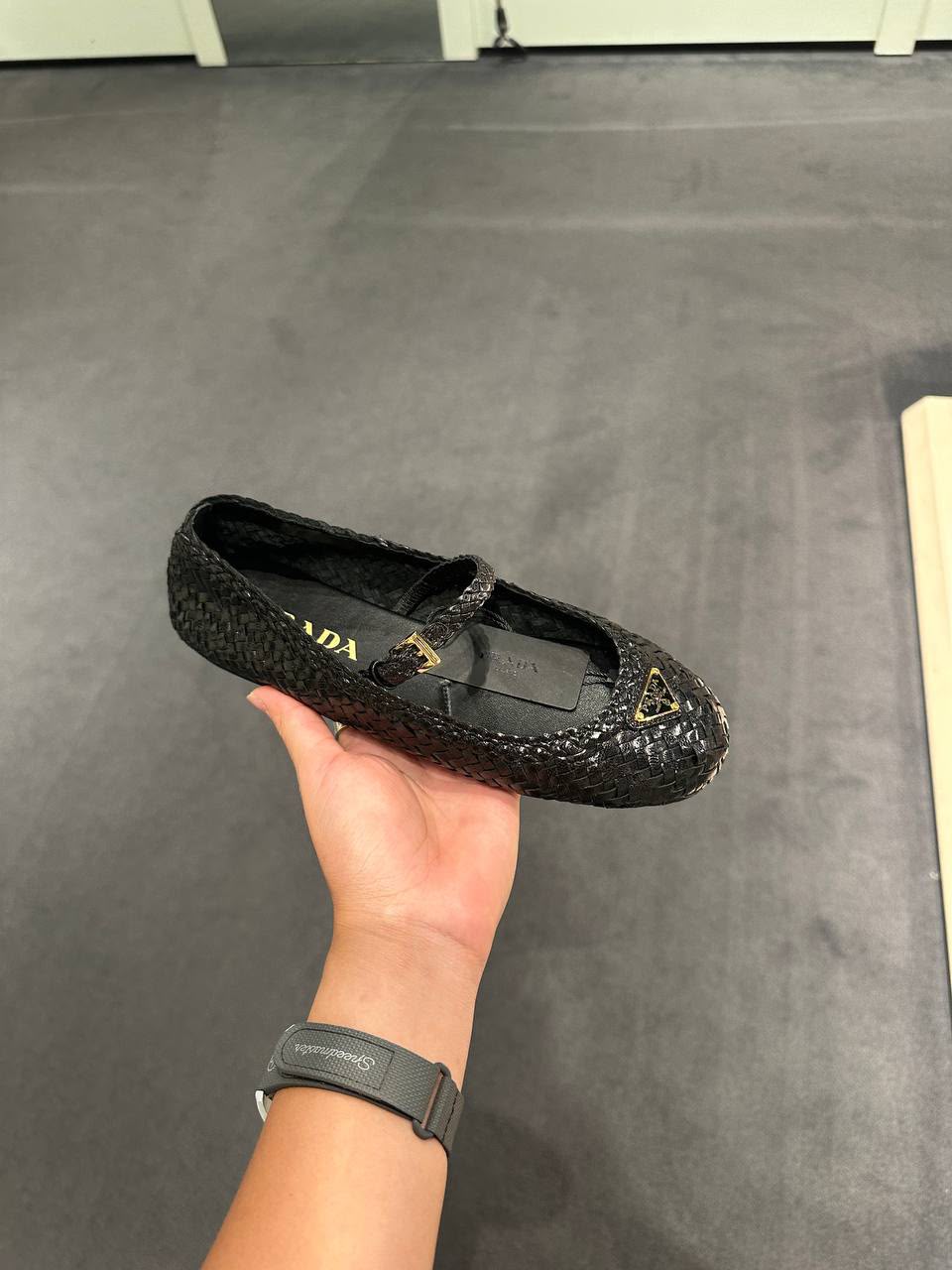 Woven Leather Mary Jane Flats