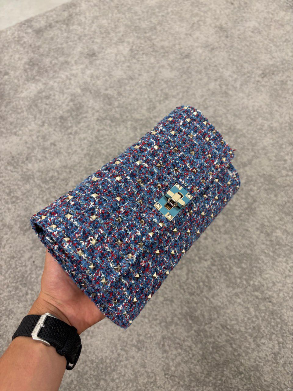 Garavani Rockstud Spike Tweed Shoulder Bag