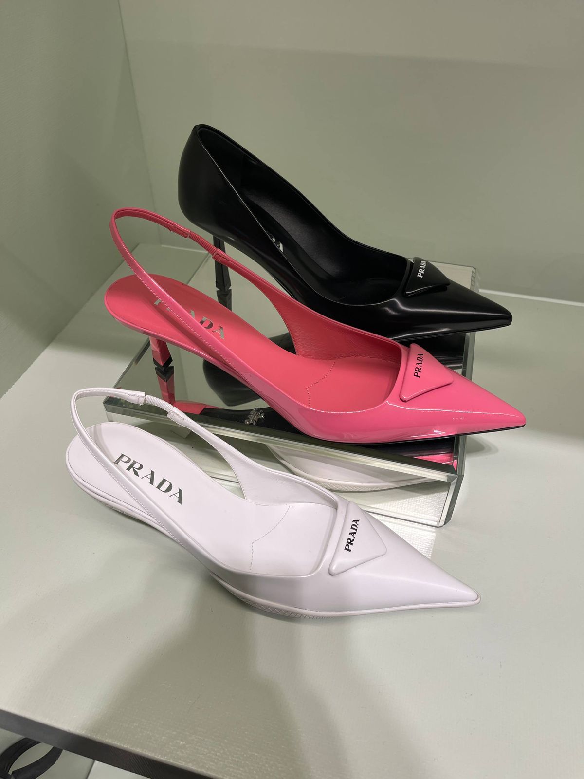 Prada Brushed Leather Slingback Pumps
