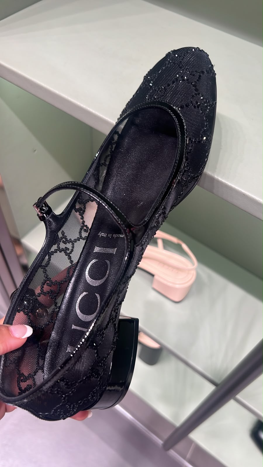 GG Crystal Mesh Mary Jane Pump