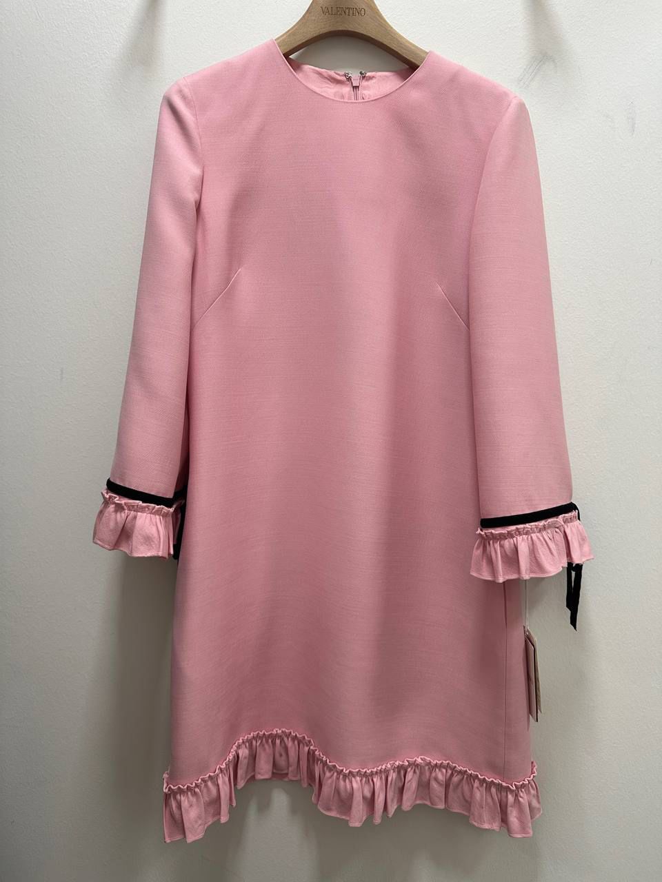Crepe Couture Mini Dress with Ruffle Trim
