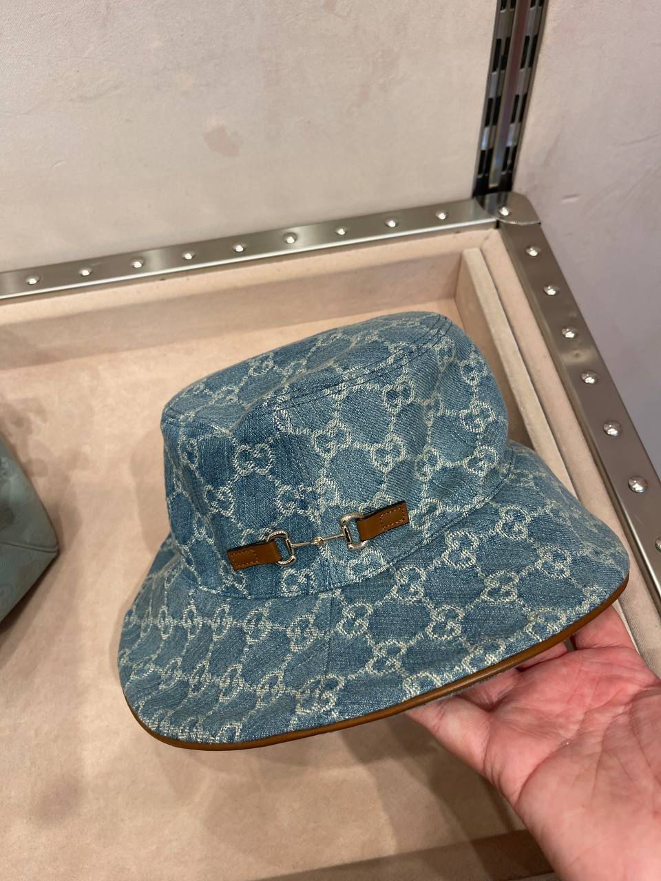 GG Denim Bucket Hat with Horsebit