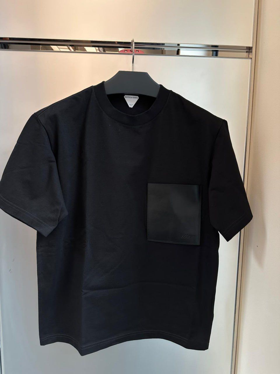 Cotton Jersey T-Shirt with Leather Pocket
