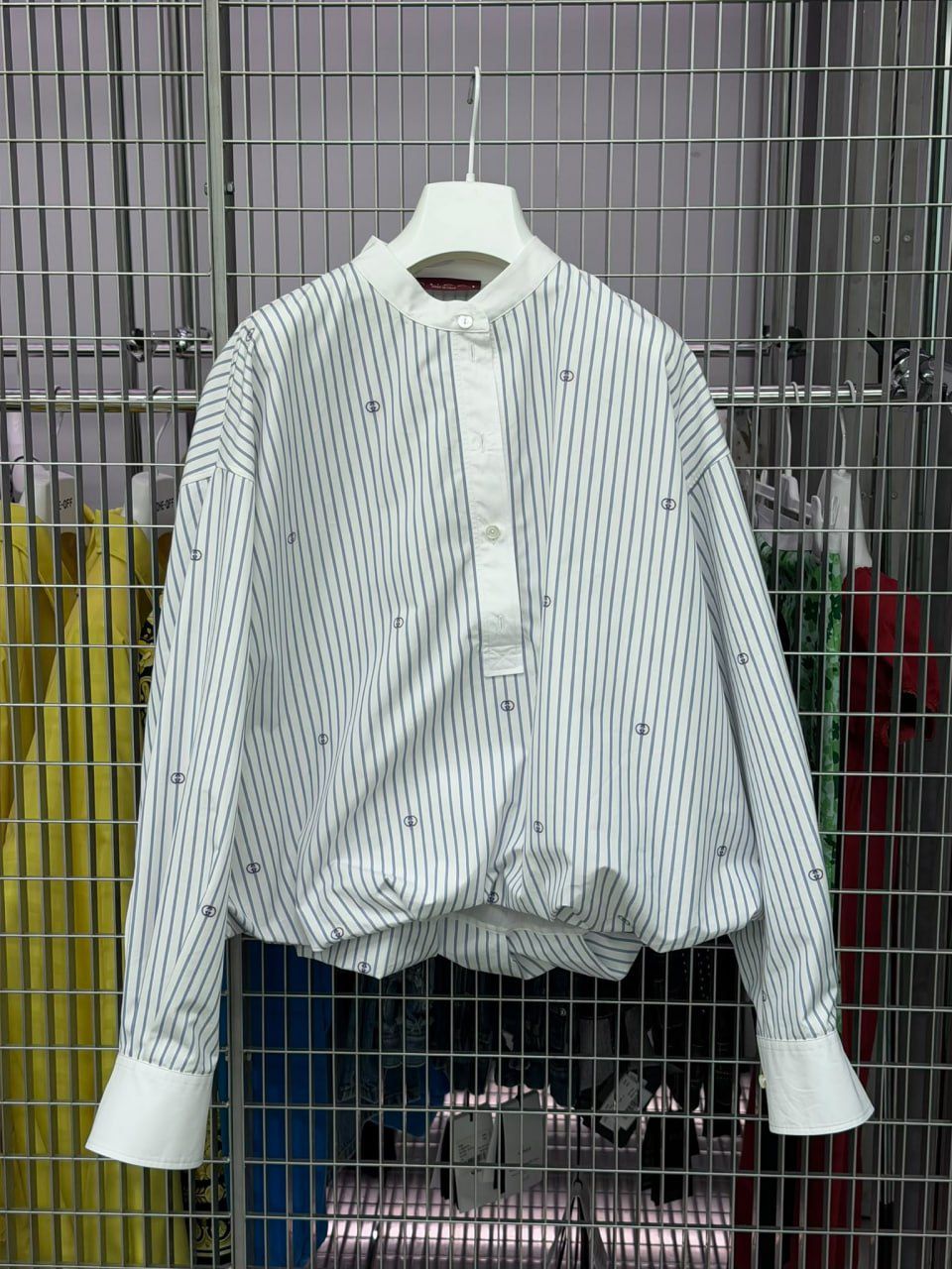 Striped Cotton Shirt with Interlocking G