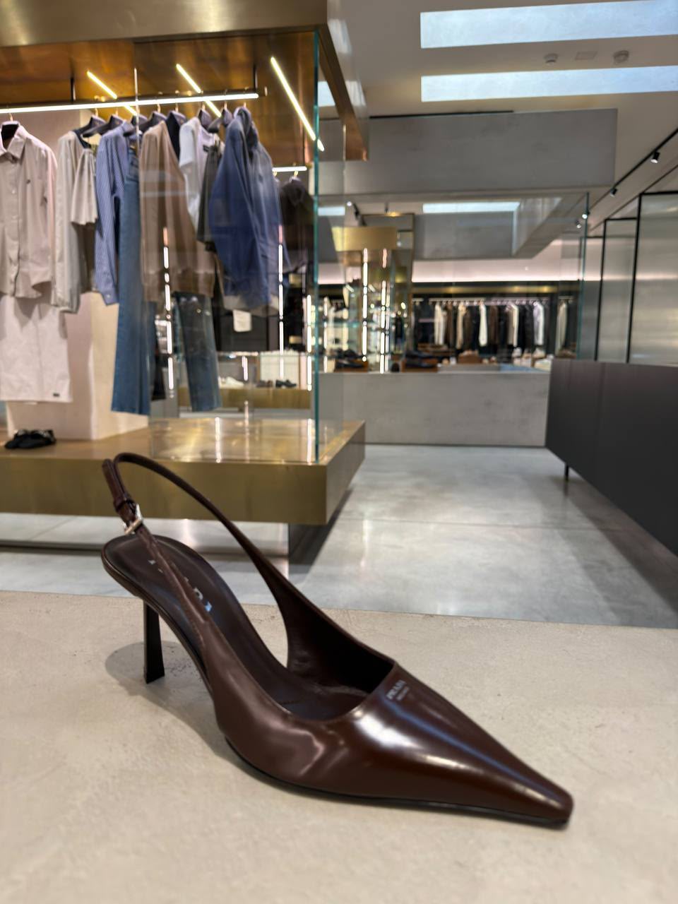 Brushed Leather Slingback Pumps