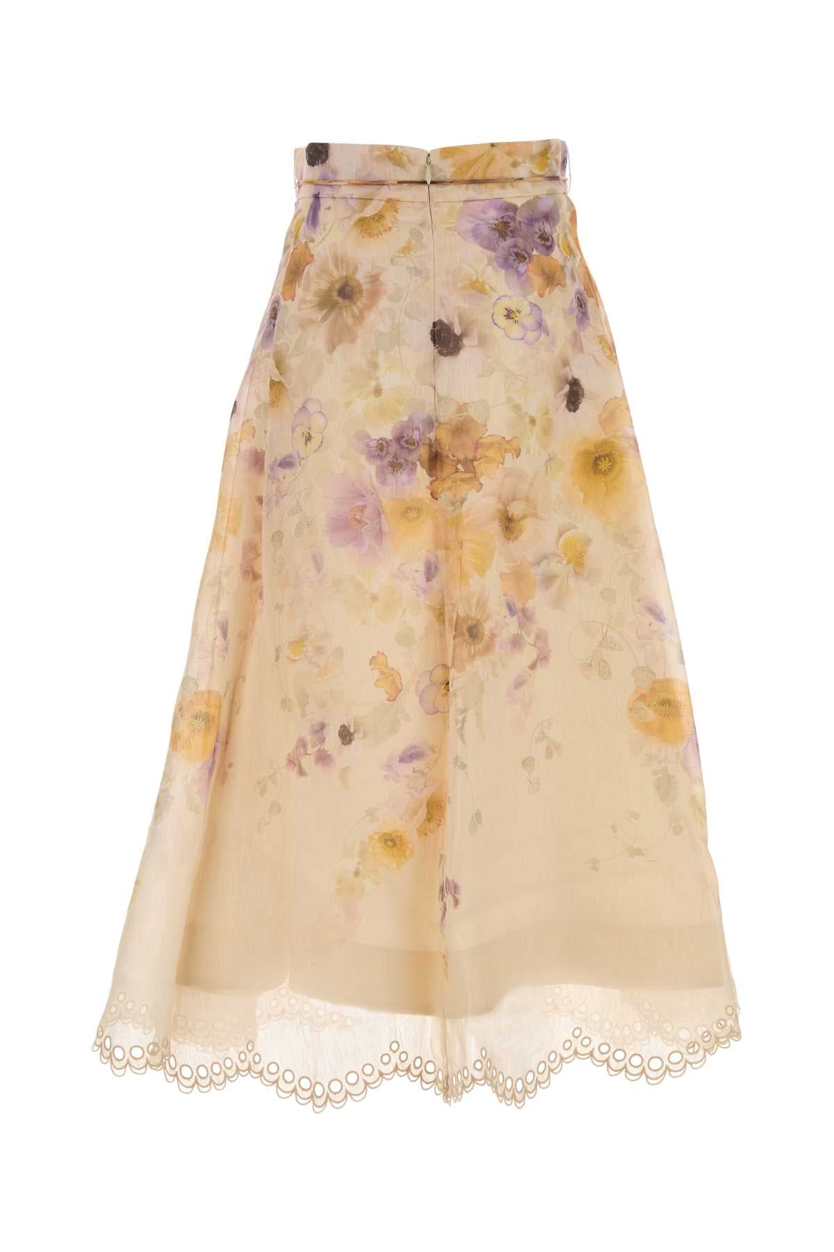 ZIMMERMANN MEMENTO EMBROIDERED MIDI SKIRT For Women Exterior: 53% Linen 47% Silk Lining: 100% Viscose