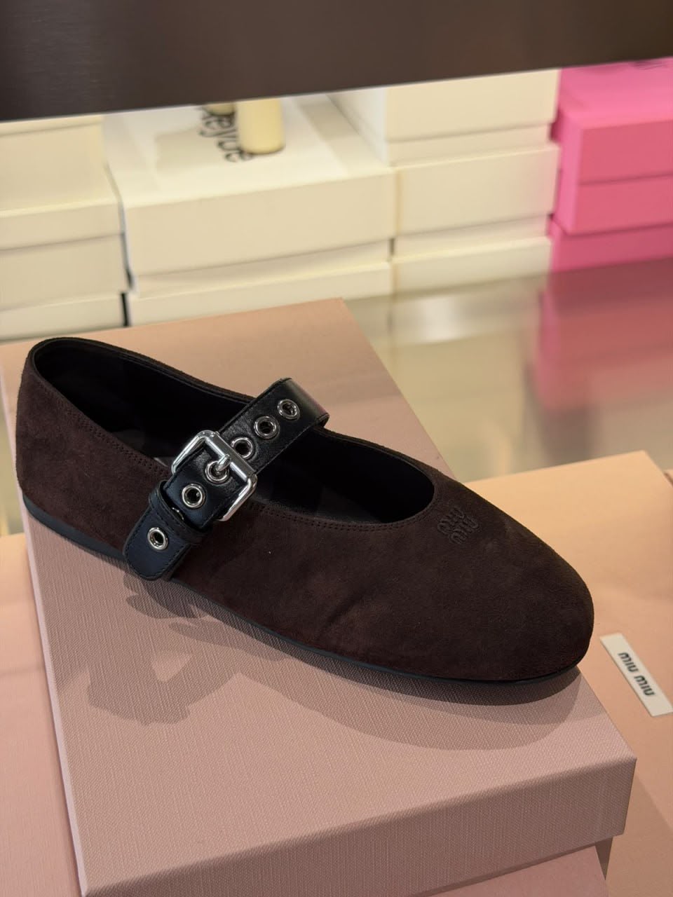 Suede Mary Jane flats