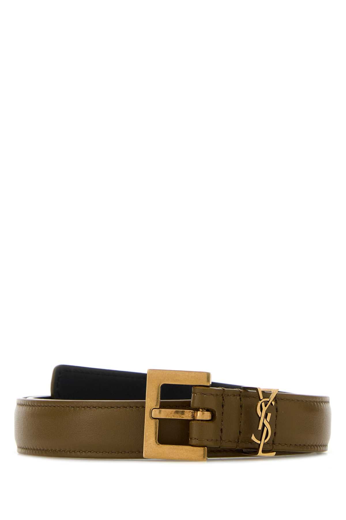 SAINT LAURENT YSL BELT For Women Exterior: 100% Calf Finishing: Antiqued golden metal