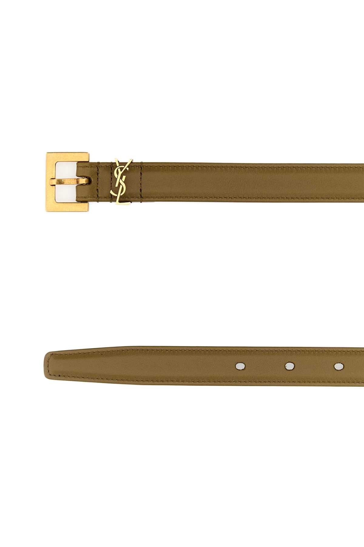 SAINT LAURENT YSL BELT For Women Exterior: 100% Calf Finishing: Antiqued golden metal