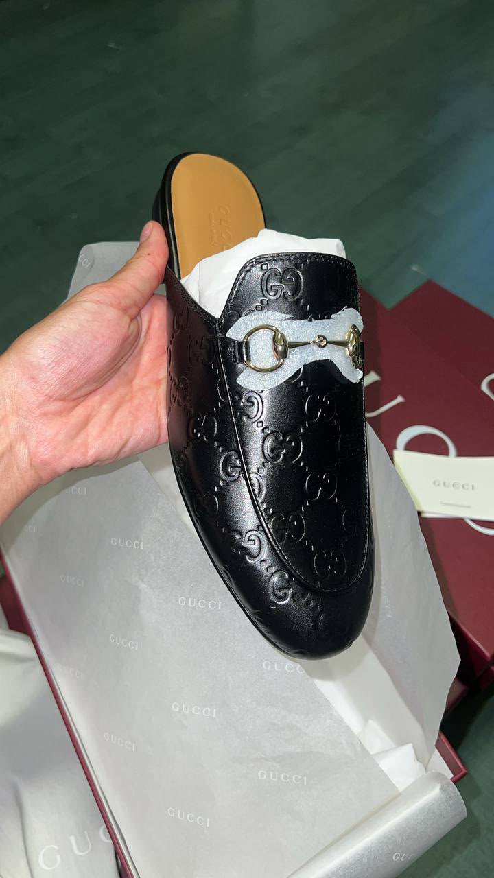 Jordaan GG Embossed Leather Mule