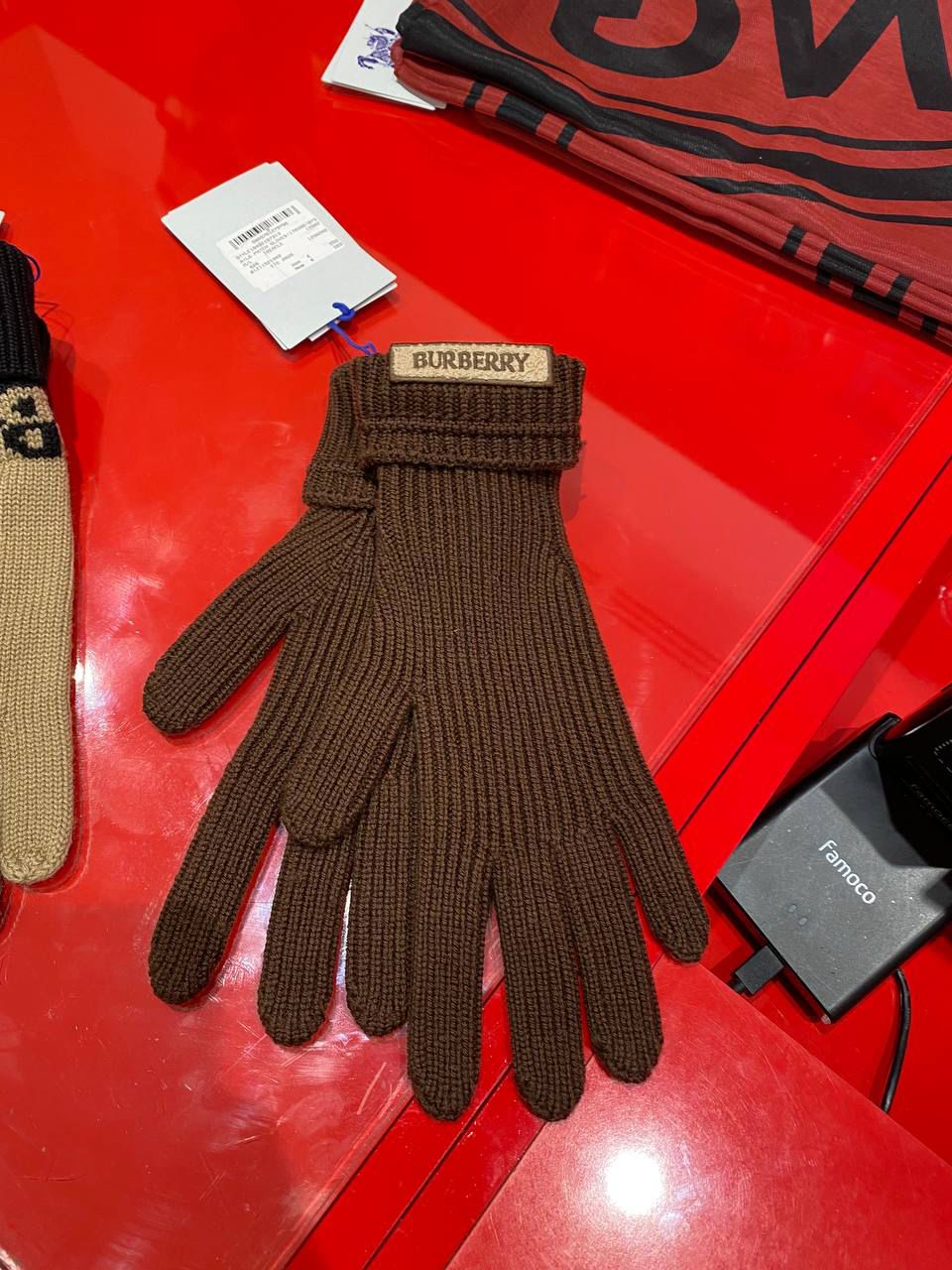 Ribbed Knit Wool Gloves