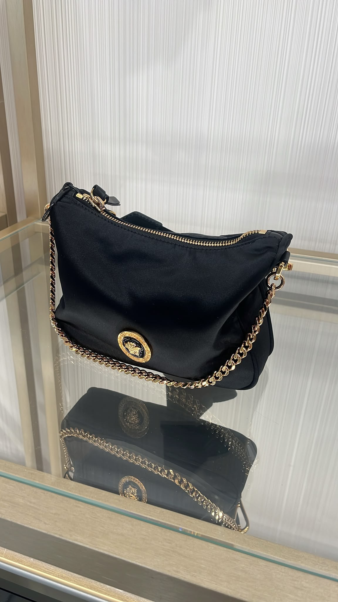 Medusa Chain Nylon Shoulder Bag