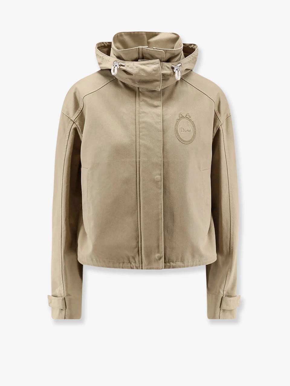 Hooded Jacket with Oval Embroidery