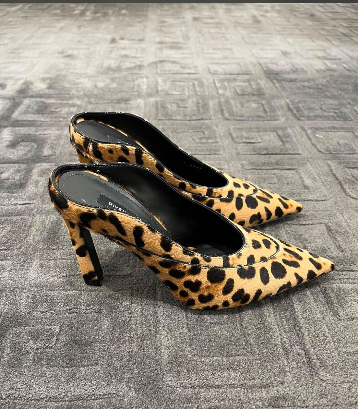Leopard Print Calf Hair Mules