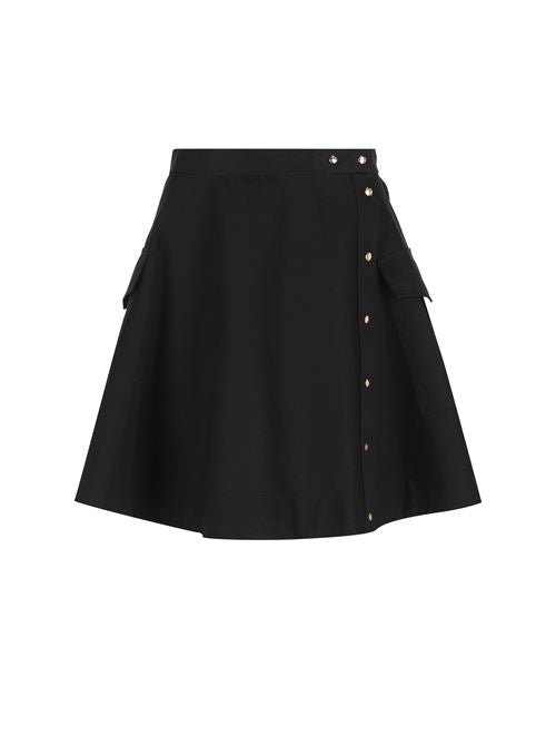 Black A-Line Mini Skirt with Snap Button Detail
