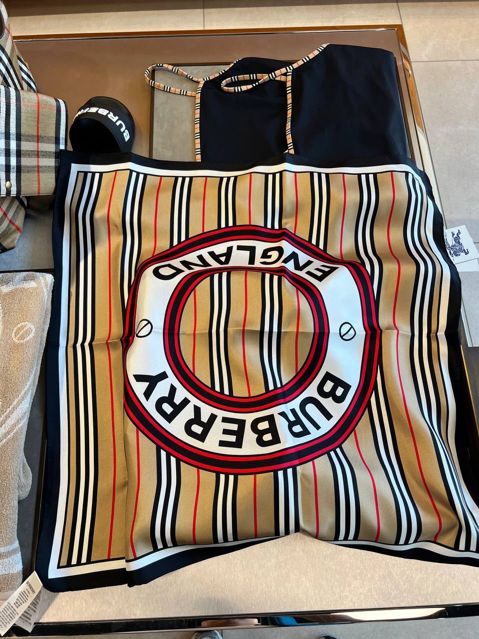 Icon Stripe Print Silk Square Scarf