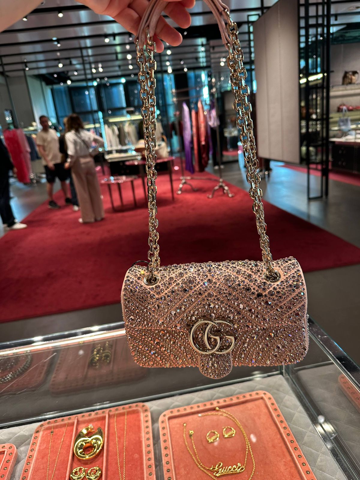 GG Marmont small shoulder bag with crystals