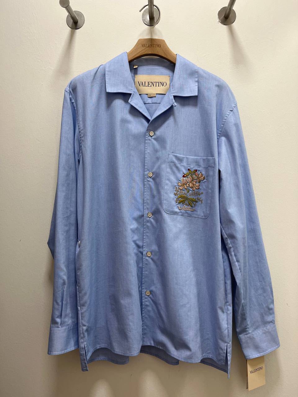 Floral Embroidered Camp Collar Shirt