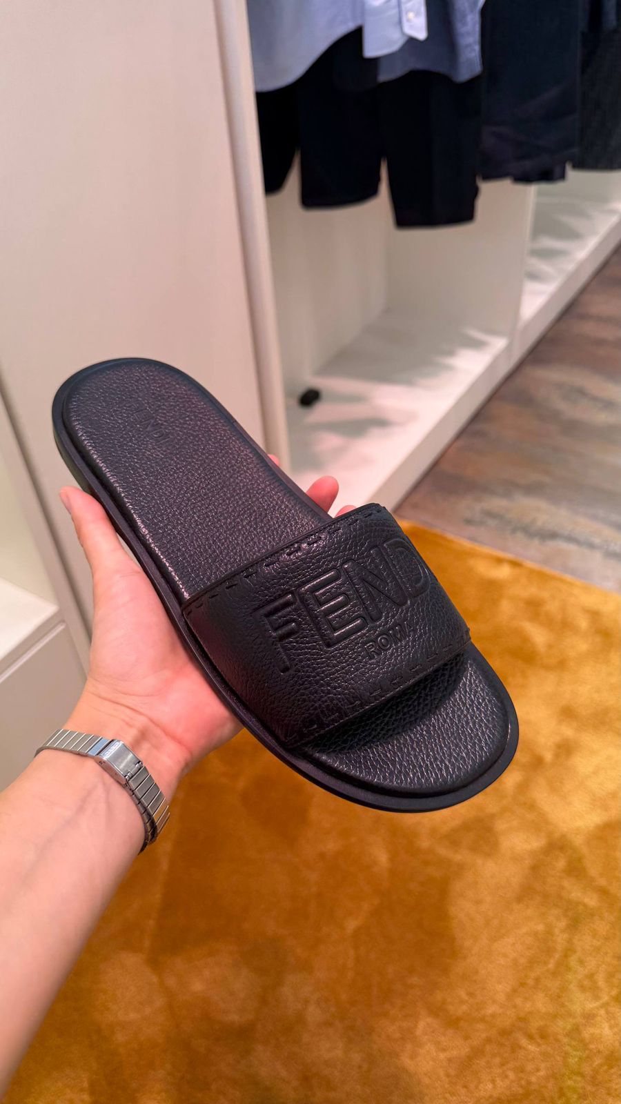 Roma Embossed Leather Slides