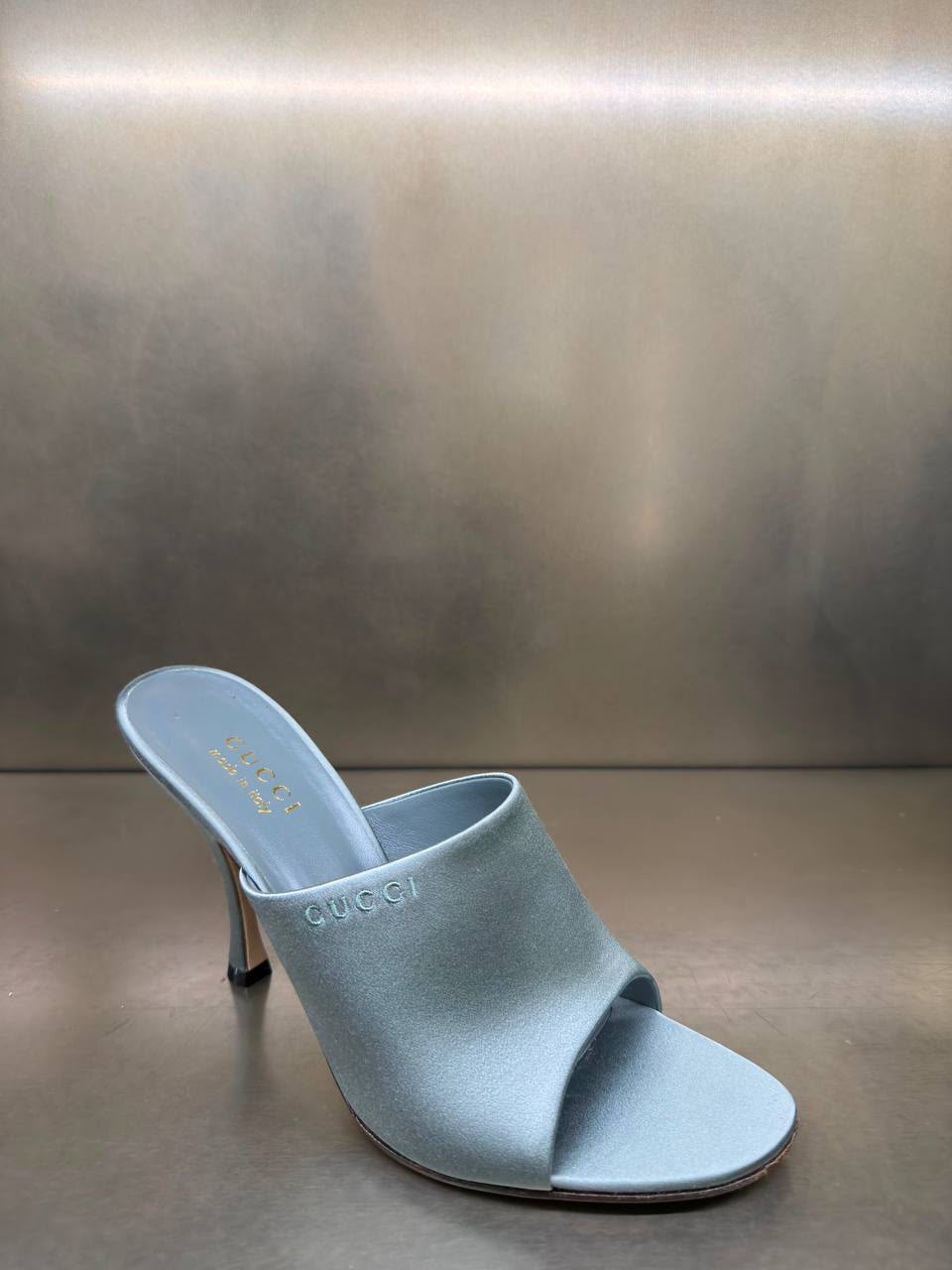 Satin Mid-Heel Mule