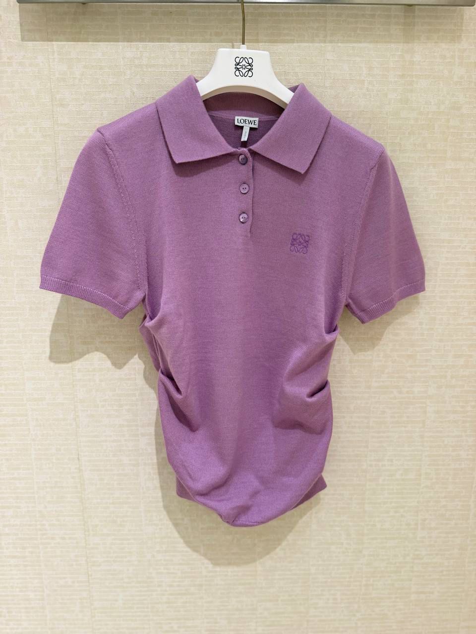 Ruched Polo Shirt in Wool