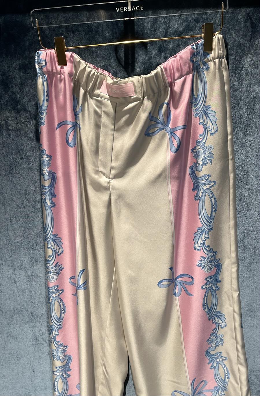 Silk Bow Print Pajama Pants