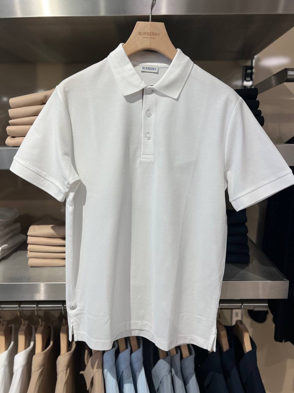 Check Placket Cotton Piqué Polo Shirt