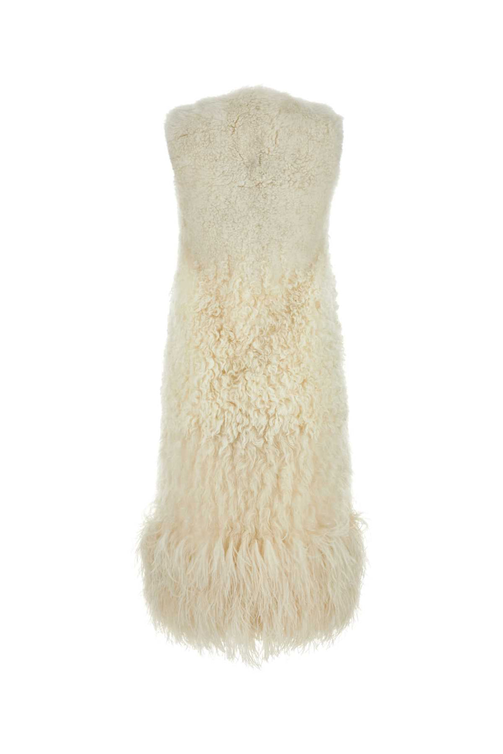 PRADA GILET For Women Exterior: 100% Kidassia goat 100% Mongolian sheep Lining: 100% Silk