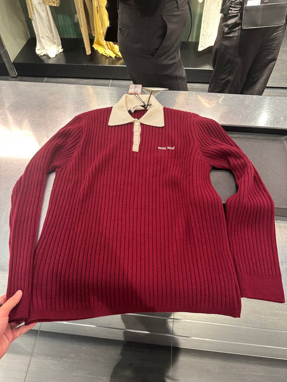 Ribbed Wool Polo Shirt